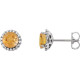 Golden Citrine Earrings in 14 Karat White Gold Citrine and 0.12 Carat Diamond Earrings