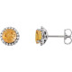 Golden Citrine Earrings in Platinum Citrine and 0.12 Carat Diamond Earrings