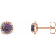 Lab Grown Alexandrite Earrings in 14 Karat Rose Gold and 0.16 Carat Diamonds