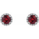 Genuine Ruby Earrings in 14 Karat White Gold Ruby and 0.16 Carat Diamond Earrings