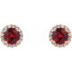 Genuine Ruby Earrings in 14 Karat Rose Gold Ruby and 0.16 Carat Diamond Earrings