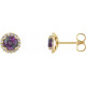 Lab Grown Alexandrite Earrings in 14 Karat Yellow Gold and 0.16 Carat Diamonds