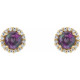 Lab Grown Alexandrite Earrings in 14 Karat Yellow Gold and 0.16 Carat Diamonds