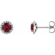 Genuine Ruby Earrings in Platinum Ruby and 0.16 Carat Diamond Earrings