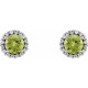 Peridot Earrings in 14 Karat White Gold and 0.16 Carat Diamonds