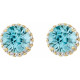 Genuine Blue Zircon Earrings in 14 Karat Yellow Gold Genuine Blue Zircon and 0.16 Carat Diamond Earrings