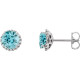Genuine Blue Zircon Earrings in Sterling Silver Genuine Blue Zircon and 0.16 Carat Diamond Earrings