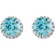 Genuine Blue Zircon Earrings in Sterling Silver Genuine Blue Zircon and 0.16 Carat Diamond Earrings