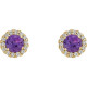 Genuine Amethyst Earrings in 14 Karat Yellow Gold Amethyst and 0.16 Carat Diamond Earrings