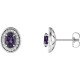 Color Change Alexandrite Earrings in Sterling Silver and 0.20 Carat Diamond Halo Earrings