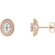 Genuine White Sapphires set in 14 Karat Rose Gold Sapphire and 0.20 Carat Diamond Halo Earrings