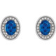 Genuine Blue Sapphire Earrings in Sterling Silver Genuine Blue and 0.20 Carat Diamonds