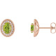 Peridot Earrings in 14 Karat Rose Gold and 0.20 Carat Diamond Halo Earrings
