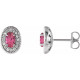 Platinum Pink Tourmaline Oval Gems and 0.20 Carat Diamond Halo Earrings