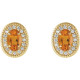 Golden Citrine Earrings in 14 Karat Yellow Gold Citrine and 0.20 Carat Diamond Halo Earrings