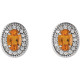 Golden Citrine Earrings in 14 Karat White Gold Citrine and 0.20 Carat Diamond Halo Earrings