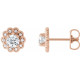 14 Karat Rose Gold 0.60 Carat Lab Grown Diamond Halo Earrings