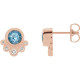 Genuine Aquamarine Earrings in 14 Karat Rose Gold Aquamarine and 0.12 Carat Diamond Earrings