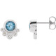Genuine Aquamarine Earrings in Platinum Aquamarine and 0.12 Carat Diamond Earrings