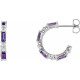 Genuine Amethyst Earrings in Sterling Silver Amethyst and 0.50 Carat Diamond Earrings