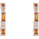 Golden Citrine Hoop Earrings in 14 Karat Rose Gold and 0.50 Carat Diamond