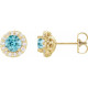 Genuine Blue Zircon Earrings in 14 Karat Yellow Gold Genuine Blue Zircon and 0.25 Carat Diamond Earrings