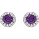 Genuine Amethyst Earrings in 14 Karat White Gold Amethyst and 0.25 Carat Diamond Earrings