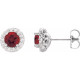 Red Garnet Earrings in Platinum Mozambique Garnet & 0.25 Carat Diamond Earrings