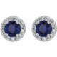 Genuine Blue Sapphire Earrings in Platinum Genuine Blue and 0.25 Carat Diamonds