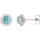 Genuine Blue Zircon Earrings in Sterling Silver Genuine Blue Zircon and 0.25 Carat Diamond Earrings