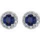 Genuine Blue Sapphire Earrings in Sterling Silver Genuine Blue and 0.25 Carat Diamonds