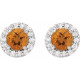 Golden Citrine Earrings in Sterling Silver Citrine and 0.25 Carat Diamond Earrings