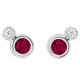 Genuine Ruby Earrings in 14 Karat White Gold Ruby and 0.12 Carat Diamond Earrings