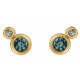 Lab Grown Alexandrite Earrings in 14 Karat Yellow Gold and 0.12 Carat Diamonds