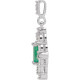 Natural Emerald Pendant in Platinum Emerald and 0.37 Carat Diamond Pendant