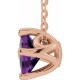 Genuine Amethyst Necklace in 14 Karat Rose Gold Amethyst Solitaire 16 18 inch Necklace
