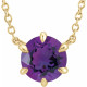Genuine Amethyst Necklace in 14 Karat Yellow Gold Amethyst Solitaire 16 inch Pendant