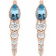Genuine Pear Cut Aquamarine in 14 Karat Rose Gold and 0.25 Carat Diamond Earrings