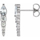 Genuine White Sapphire Earrings in Platinum and 0.25 Carat Diamonds