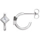 Natural Diamond Earrings in Sterling Silver 0.33 Carat Diamond Hoop Earrings