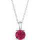 Lab Ruby Necklace in 14 Karat White Gold Lab Ruby 16 inch Pendant