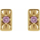 14 Karat Yellow Gold Natural Pink Sapphire Starburst Bar Earrings