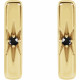 14K Yellow Natural Black Onyx Starburst Bar Earrings