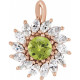 14 Karat Rose Gold Natural Peridot and 0.60 Carat Natural Diamond Halo Pendant