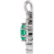 Sterling Silver Lab Grown Emerald and 0.60 Carat Natural Diamond Halo Pendant