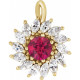 14 Karat Yellow Gold Lab Grown Ruby and 0.60 Carat Natural Diamond Halo Pendant