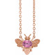 14 Karat Rose Gold Natural Pink Sapphire Bee 16 inch Pendant