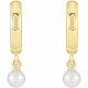 14K Yellow Cultured Seed Pearl Hoop Earrings