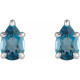 London Blue Topaz Pear Cut Gems in 5-Prong Claw Stud Earrings in 14 kt White Gold