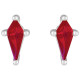 14 Karat White Lab Grown Kite Shape Ruby Earrings
